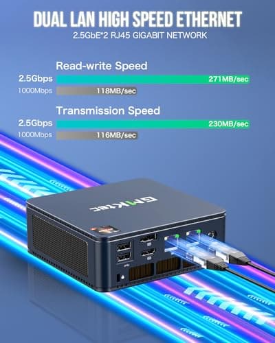 GMKtec M5 Plus Gaming Mini PC Ryzen 7 5825U (Upgraded 7430U/ 5700U), 32GB RAM 1TB SSD Dual NIC LAN 2.5GbE Desktop Computers Office Home, Triple 4K Display, WiFi 6E, USB3.2, USB-C, BT 5.2, DP, HDMI 2.0
