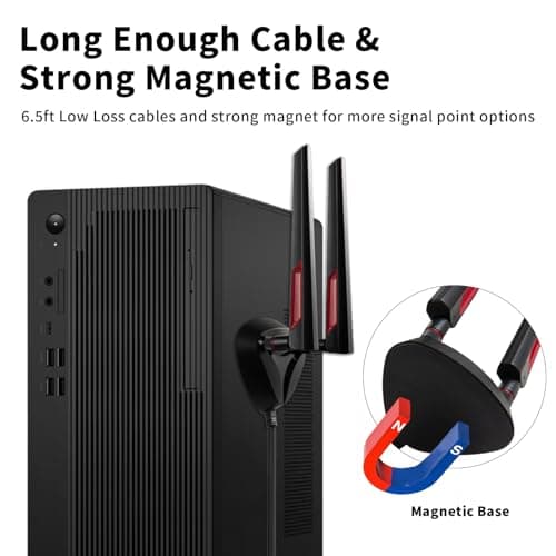 9dBi WiFi 6 6E Tri-Band 2.4GHz + 5 GHz + 6GHz Magnetic Base Gaming Antenna for WiFi 6 6E Router PC Desktop Computer PCI-E Card Bluetooth Gaming Motherboard