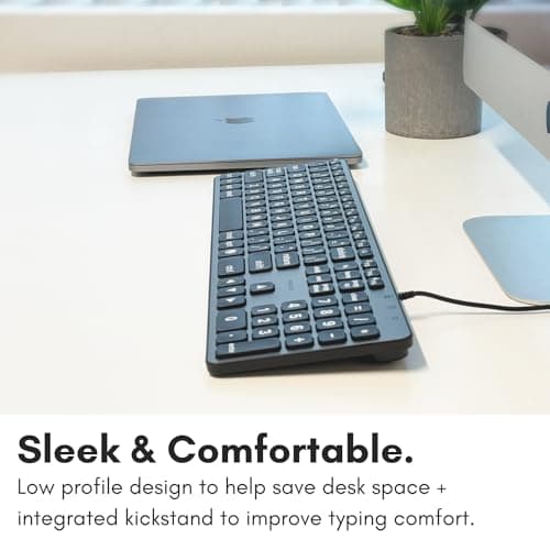 Macally Wired Keyboard for Mac (USB C + A) - Large Print and Backlit for Apple - 107 Key Full Size Large Letters USB C Keyboard for MacBook Pro/Air, Mac mini, iMac