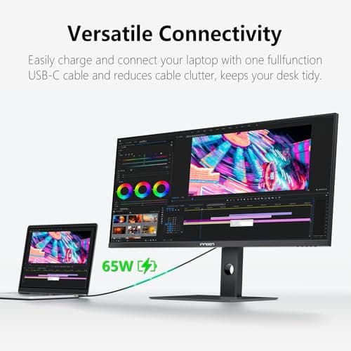 INNOCN 29" Ultrawide Monitor 100Hz 21:9 IPS WFHD 2560 x 1080P 99% sRGB HDMI Computer USB Type C 65W Laptop External Monitor, Height/Pivot Adjustable, Productivity, Wall Mountable, Black