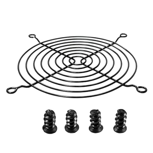 120mm Fan Grill,PC Fan Cover,Black PC Fan Grill Guard,Metal Slivery Black Replacement Screws,for PC Ventilator,2Pack.