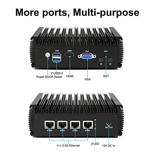 4X 2.5GbE Intel I225-V Ethernet Firewall Appliance Mini PC, Intel Celeron J4125 AES-NI VPN Router PC HDMI VGA 4GB RAM 64GB MSATA SSD