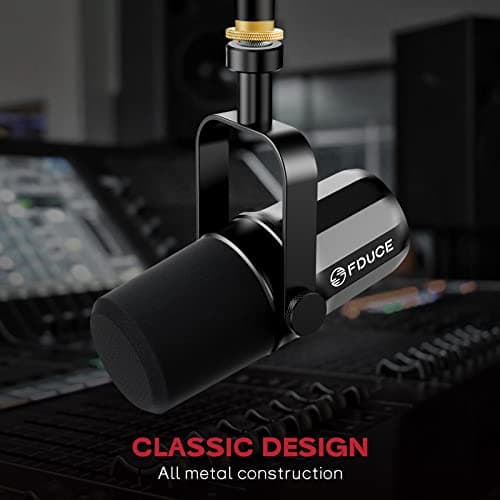FDUCE XLR Dynamic Microphone for Vocal Recording, Podcasting, Gaming, Live Streaming&Broadcasting, All Metal Cardioid Mic, Voice-Isolating Technology SL40X