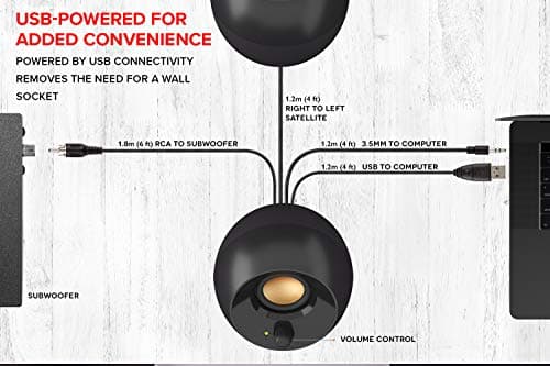 Creative Pebble Plus 2.1 USB-Powered Desktop Speakers with Powerful Down-Firing Subwoofer and Far-Field Drivers, Up to 8W RMS Total Power for Computer PCs and Laptops (Black)