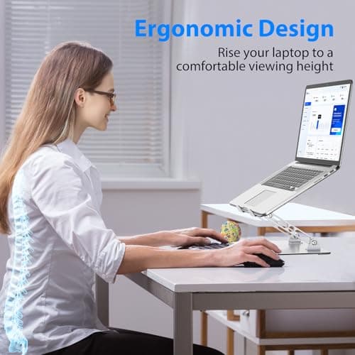 Laptop Stand for Desk, Adjustable Laptop Riser, Metal Foldable Computer Stand Holder Portable Notebook Mount, Ventilated Cooling Notebook Stand Compatible with 10-15.6” Laptops