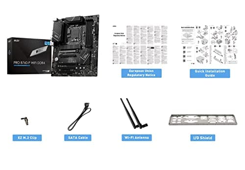 msi PRO B760-P WiFi DDR4 ProSeries Motherboard (Supports 12th/13th/14th Gen Intel Processors, LGA 1700, DDR4, PCIe 4.0, M.2, 2.5Gbps LAN, USB 3.2 Gen2, HDMI/DP, Wi-Fi 6E, Bluetooth 5.3, ATX)