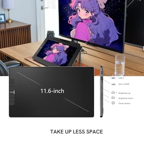 VEIKK VK1200 V2 Drawing Tablet with Screen,11.6-inch Full-Laminated Graphic Drawing Monitor,2 Battery-Free Pens with Tilt Function,6 Customizable Keys,Anti-Glare Glass(Must be Connected to PC to Work)