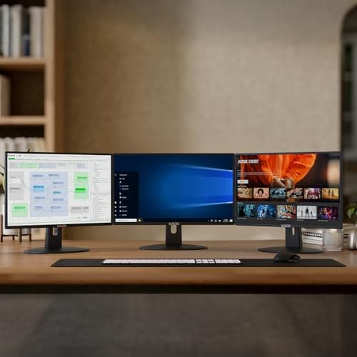 Kado Triple Monitor Setup - 3-Pack 22" 1920x1080 Computer Monitor 75Hz VESA Mount HDMI Office Gaming Hybrid Built-in Speakers (E22 Trio Series)