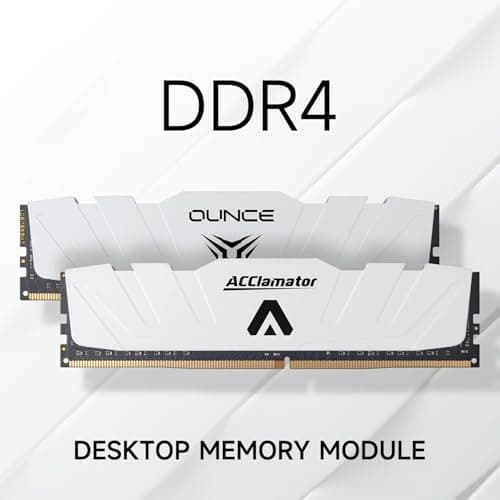 DDR4 RAM 32GB (2x16GB) 3200MHz PC4-25600 XMP CL18 1.35V 288-pin Desktop PC Memory Module with Heatsink White Acclamator Ounce Series