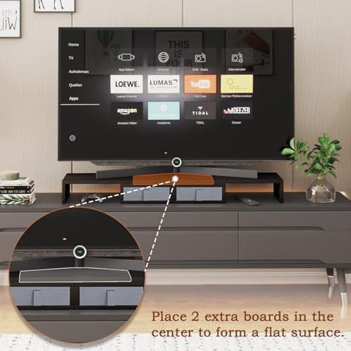 TEAMIX Wood Dual Monitor Stand Riser with Drawers-Length and Angle Adjustable Triple Monitor Stand with Storage Large Computer Riser for 2/3 Monitors/Laptops/PC/Printers