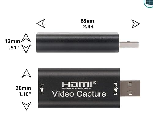 AXHDCAP 4K HDMI Video Capture Card, Cam Link Card Game Audio Adapter HDMI to USB 2.0 Record Capture Device for Streaming, Live Broadcasting, Video Conference, Teaching, Gaming