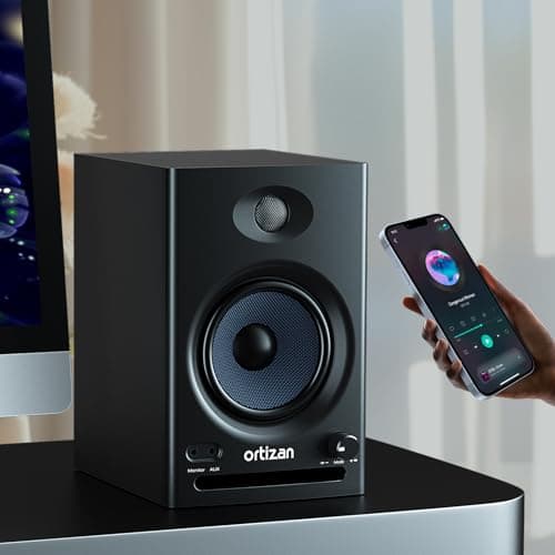 Ortizan C7 Dual-Mode 2.0 Studio Monitors, Active Monitor Speakers for Near Field Music Production, Bluetooth 5.3 Wireless Computer PC Monitor Gaming Bookshelf Speakers(Pair, Black)