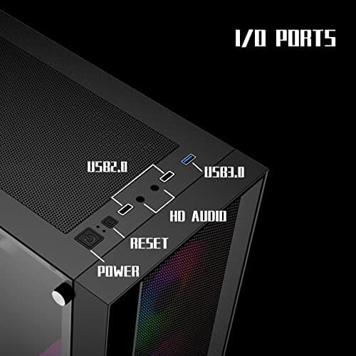 RAIDMAX V100 Gaming Case with 4 Pre-Installed Rainbow Fans, ATX Mid Tower Case, Gaming PC Black (V100TBS)