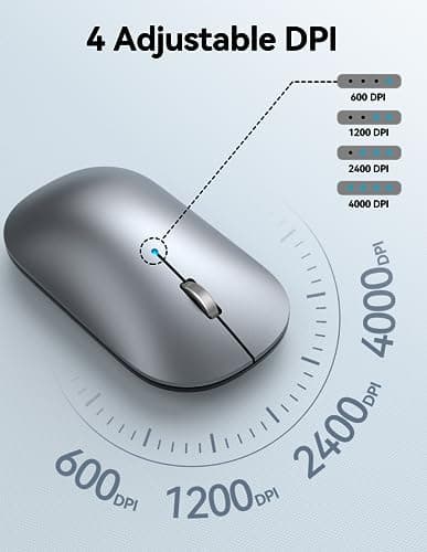 TECKNET Wireless Mouse, BT5.0/3.0 2.4GHz Silent Computer Mouse with USB Receiver,4000DPI Rechargeable Portable Bluetooth Mouse for Laptop/MacBook/Pro/iPad/Windows