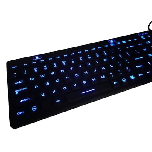 DS International DSI LED Backlit Keyboard with Number Pad - Industrial IP68 Waterproof Rugged Silicone IKB106BL