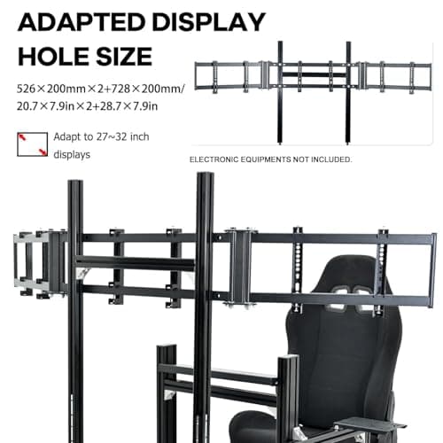 Anman Aluminum Profile Racing Simulator Cockpit with Triple Monitor Mount Black Seat,for Logitech/Thrustmaster/Fanatec Direct Drive Steering Wheel, GPRO T818,Multi Adjustable Universal cockpit