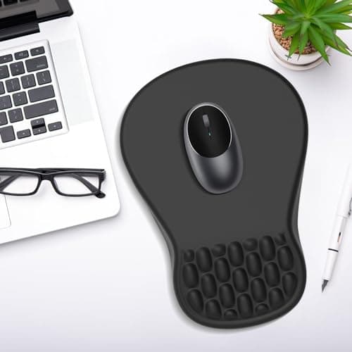 Ergonomic Mouse Pad with Wrist Rest Support, Mousepad with Comfortable Memory Foam Wrist Rest and Non-Slip PU Base for Pain Relief, Computer, Laptop, Office, Home (Black)