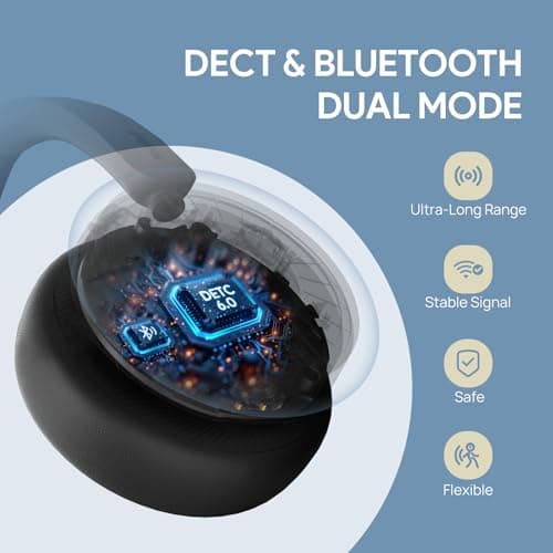 Yealink WH64 Hybrid Wireless Headset Dongle & Charging Stand, 492ft Range DECT&Bluetooth Headphones for Teams, Zoom UC,Dual Ear Noise Cancelling Portable Headsets with 3X Mic, 32H Calls,(PC/Phone)