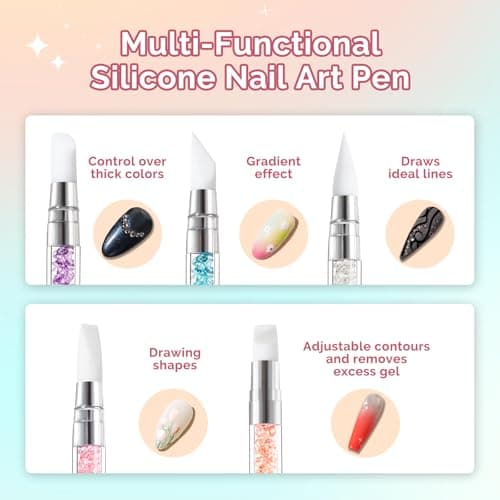 MelodySusie 5 Pcs Nail Art Sculpture Pen Acrylic Dual Tipped Brushes for Resin Nail Art Tools for Design Foil Carving Drawing Effect Shaping