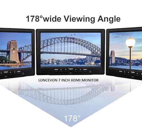 7 inch Small HDMI VGA AV RCA Monitor 1080P Second Screen for PC/Security System/Game Console; IPS 1024X600 Pixels; 60HZ; Built in Loud Speakers & Earphone Jack; 12V USB Power Cable for Portable Use