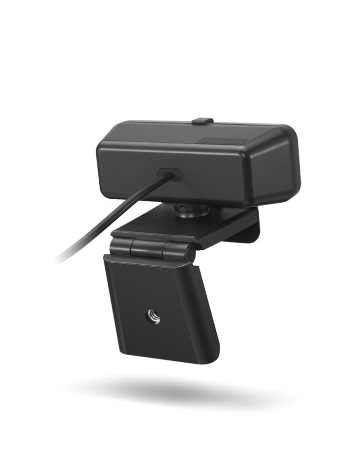 Lenovo Essential Full HD 1080P Webcam, Dual Microphone, No Driver 1.8m USB 2.0, Wide-Angle, Tilt-Control, 360-Degree Rotation, Black