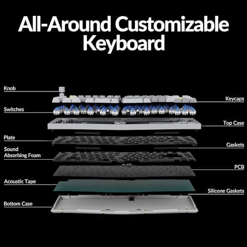 Keychron Q10 Wired Custom Mechanical Keyboard Knob Version, 75% Alice Layout QMK/VIA Programmable Macro with Hot-swappable Gateron G Pro Blue Switch Compatible with Mac Windows Linux (Grey)