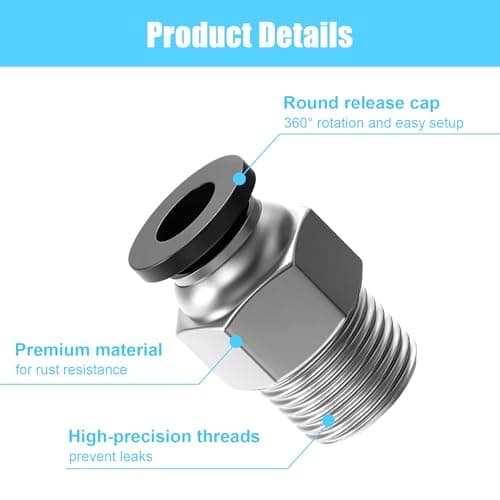 10PCS Premium PC4-M10 Pneumatic Quick Connector Fittings, Bowden Tube Coupler Male Straight PTFE Tube Push for E3D-V6, Bowden Extruder Parts Compatible with Ender-3 and Ender-3 V2 3D Printer