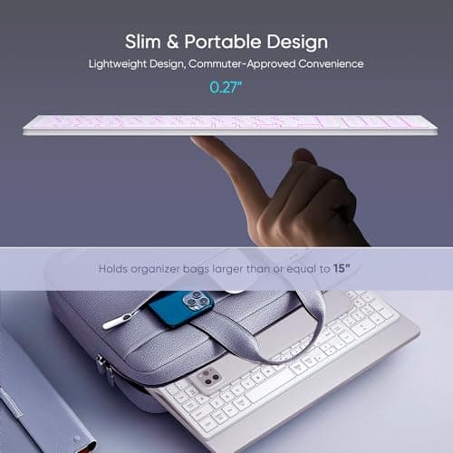 SABLUTE Wireless Keyboard with 7 Colored Backlits, Rechargeable Silent Compact Cordless Computer Keyboard with Low Profile Quiet Light Up Keys for Windows, PC, Linux, Chrome, Mac (White)