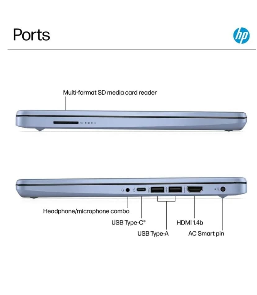 HP 2025 Student Business Laptop, Intel Processor N150(up to 3.6 GHz), 14 Inch LED Screen,16G RAM, 128GB Storange,1 Year Office 365, Windows 11 Home,Sky Blue w/YYY Accessories