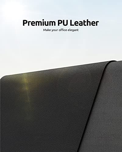 YSAGi Leather Desk Pad Protector, Office Desk Mat, Large Mouse Pad, Non-Slip PU Leather Desk Blotter, Laptop Desk Pad, Waterproof Desk Writing Pad for Office and Home (Black, 23.6" x 13.8")
