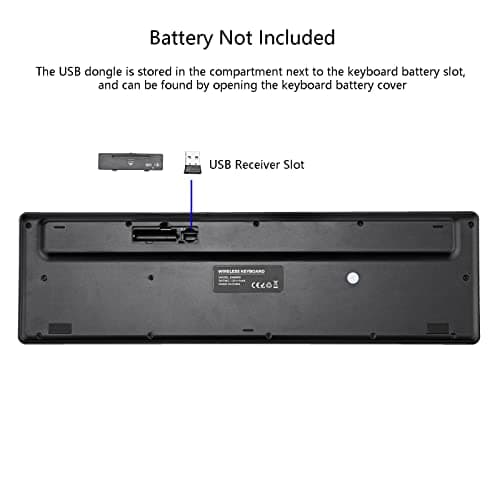 Wireless Keyboard, 2.4G USB External Silent Cordless Keyboard for Windows Chrome Laptop Computer PC Desktop Notebook Chromebook, 106 Keys Full Size with Number Pad (Black)