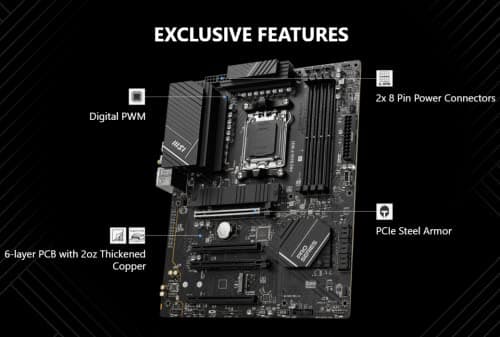 INLAND MSI PRO B650-P WiFi Motherboard with AMD Ryzen 7 7700X 6-Core Desktop Processor (AMD AM5, ATX, DDR5, PCIe 4.0)