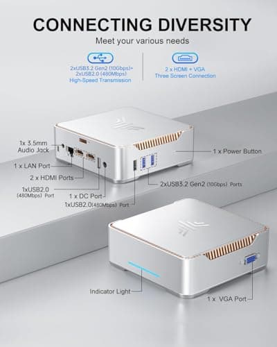 KAMRUI GK3 Plus Mini PC 16GB RAM 512GB M.2 SSD, Intel 12th Alder Lake N95 (up to 3.4GHz) Micro PC, 2.5''SSD, Gigabit Ethernet, 4K UHD, WiFi, BT, VESA/Home/Business Mini Desktop Computer