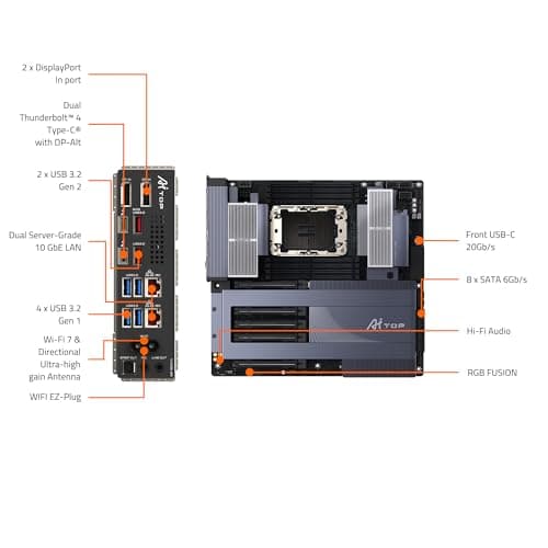 GIGABYTE W790 AI TOP Intel Xeon W Processor Motherboard (LGA4677), E-ATX, DDR5, 6X M.2, PCIe 5.0, Thunderbolt 4, WIFI7, 10GbE LAN, EZ-Latch