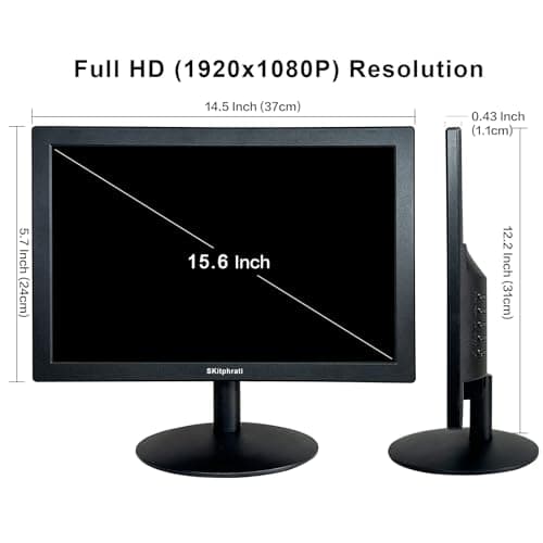 15.6 Inch Small PC Monitor, FHD VA 1080P Desktop Display with 1920x1080 99% sRGB HDMI VGA Ports, VESA Mounting, LED Monitor for PC, Laptop and Computer, Black