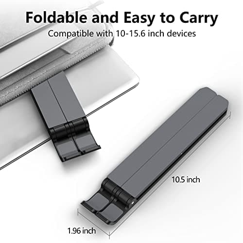 Laptop Stand for Desk, Adjustable Laptop Riser ABS+Silicone Foldable Portable Notebook Holder, Ventilated Cooling Notebook Mount Computer Stand for 10-15.6” Laptops,Tablets-Black