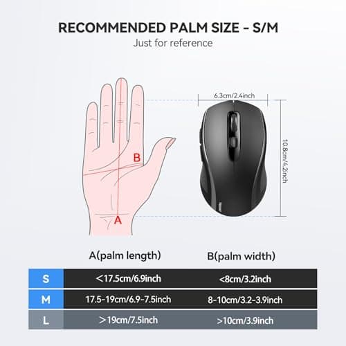 TECKNET Bluetooth Mouse, 4000DPI Wireless Mouse for Laptop 2-in-1(BT 5.0/3.0+2.4Ghz) Computer Portable PC Mice Wireless with USB Receiver for Mac (USB-A+Bluetooth, Black)