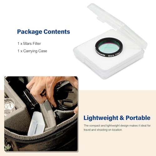 Astromania 1.25" Mars Observing Eyepiece Filter - Prepare for July's Opposition - Designed to Ferret Out Resolution of Martian Polar Regions, Highland Mountain ranges, and expansive mare flatlands