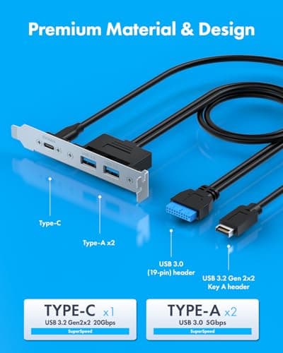 GRAUGEAR 20Gbps USB3.2 Gen2x2 USB-C Front Panel Adapter, Motherboard Header Extension Cable, USB-C and USB to USB3.2 Type-E Key-A 20-Pin and 19-Pin USB3.0 Connectors with PCIe Bracket[G-AD-ETC2A-20G]