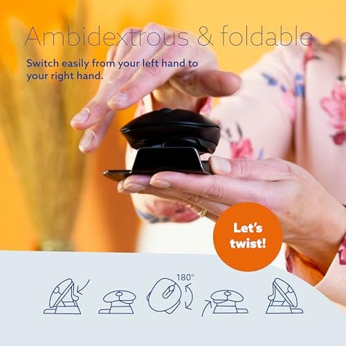 R-Go Twister Ambidextrous Mouse, Foldable design, Ergonomic vertical, With Break Software, Duo connection(Bluetooth&usb C), Silent Click, Prevents Tennis Elbow/RSI, For Windows/Mac, Black