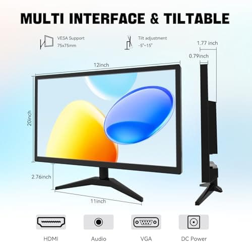 22" Touchscreen Monitor IPS FHD 1920x1080P PC Monitor, 10-Point Touch Screen Computer Display with HDMI VGA Ports, Built-in Speakers, VESA Wall Mountable, Black