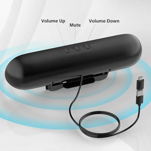 Computer Speakers for Desktop Monitor,Single Speakers for Desktop PC,Laptop Speaker with Loud Sound,Volume Control Easily Clamps to Monitors(USB-C to USB Adapter Included) (Black)