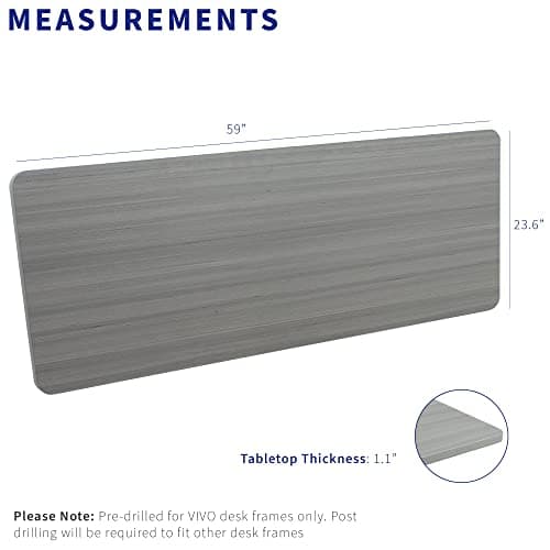 VIVO Dark Gray 60 x 24 inch Universal Solid One-Piece Table Top for Standard and Sit to Stand Height Adjustable Home and Office Desk Frames, DESK-TOP60G