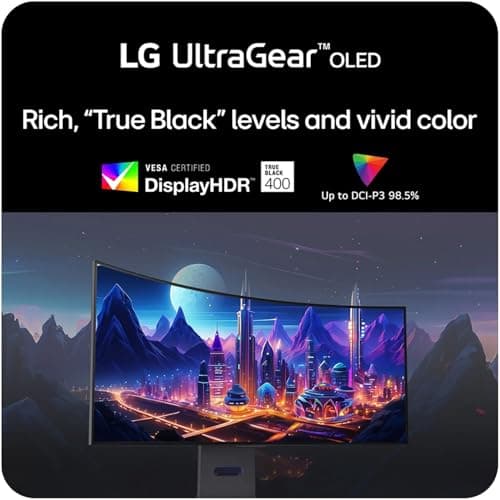 LG 39" Ultragear OLED Curved Gaming Monitor - WQHD 240Hz, 0.03ms, NVIDIA G-Sync Compatible, 800R Curvature, USB Type-C, DisplayHDR True Black 400