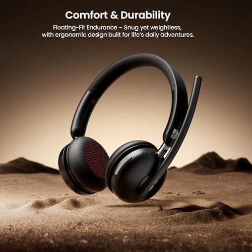 Bluetooth 5.3 Headset, Wireless Headset with Mic for Work (AI Noise Cancelling), Wireless Headphones with Mic & USB Dongle, 65H & Mute Function, Fit for PC/Call Center/Computer/Laptop/Teams