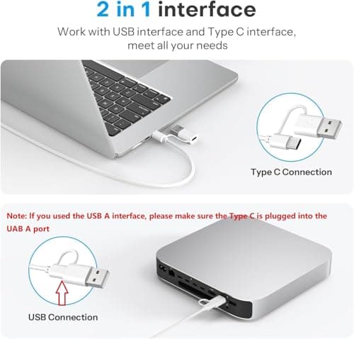 OMOTON Wired Keyboard for Mac with Dual Interface, Comfortable Typing Angle & Stable Connection, Compatible with MacBook, iMac, Mac Mini, PC-White
