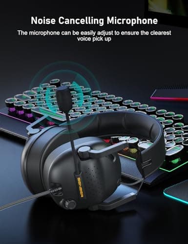 SENZER SG500 Surround Sound Pro Gaming Headset with Noise Cancelling Microphone - Soft Memory Foam Padding - Portable Foldable Headphones for PC, PS4, PS5, Xbox One, Switch - Black