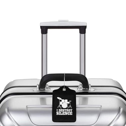 I Destroy Silence Drums Luggage Tag with Name Id Labels Stainless Steel Loop Luggage Tag, for Suitcase Travel Bag 1 PC