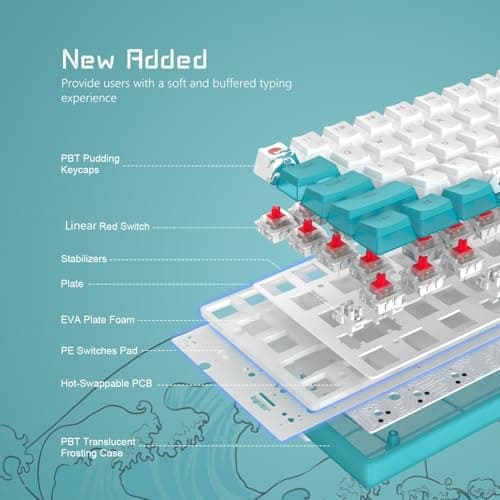 Womier 60% Percent Keyboard,WK61 Mechanical RGB Wired Gaming Keyboard,Hot-Swappable Creamy Key Board with PBT Keycaps,Linear Red Switch for Windows/MAC (Blue)