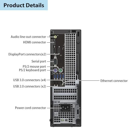 Dell Optiplex 7050 SFF PC Desktop Computer Set, 24" FHD Monitor, RGB Speaker, Intel Core i5-6th 3.2GHz Up to 3.6GHz, 512GB SSD, 16GB RAM, RGB Keyboard, Mouse, DP Cable, Win 10 Pro(Renewed)